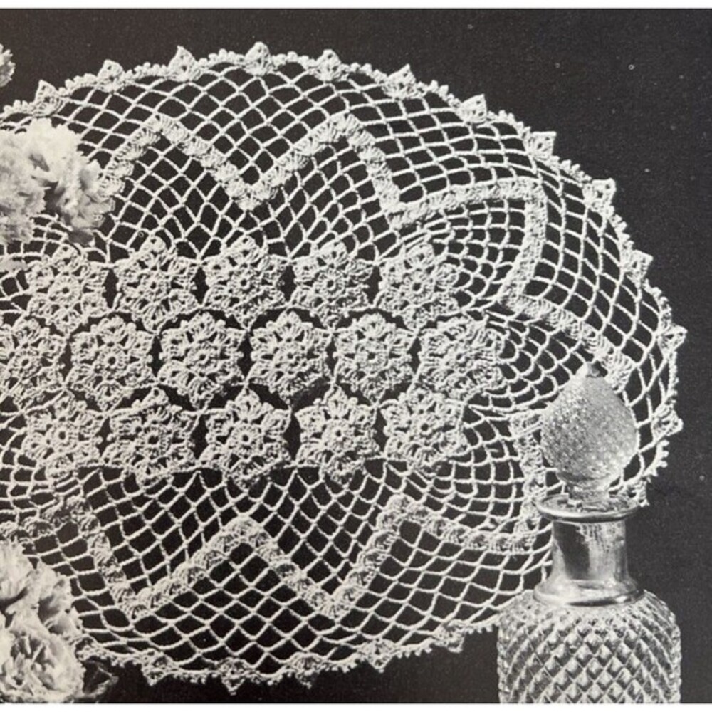 Vintage 1950's Crochet Knit Doily Pattern MIDSUMMER MEADOW Tatted 14"